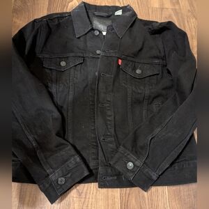 Levi's Premium Women's Ex-Boyfriend Trucker Jacket Black Denim Size M